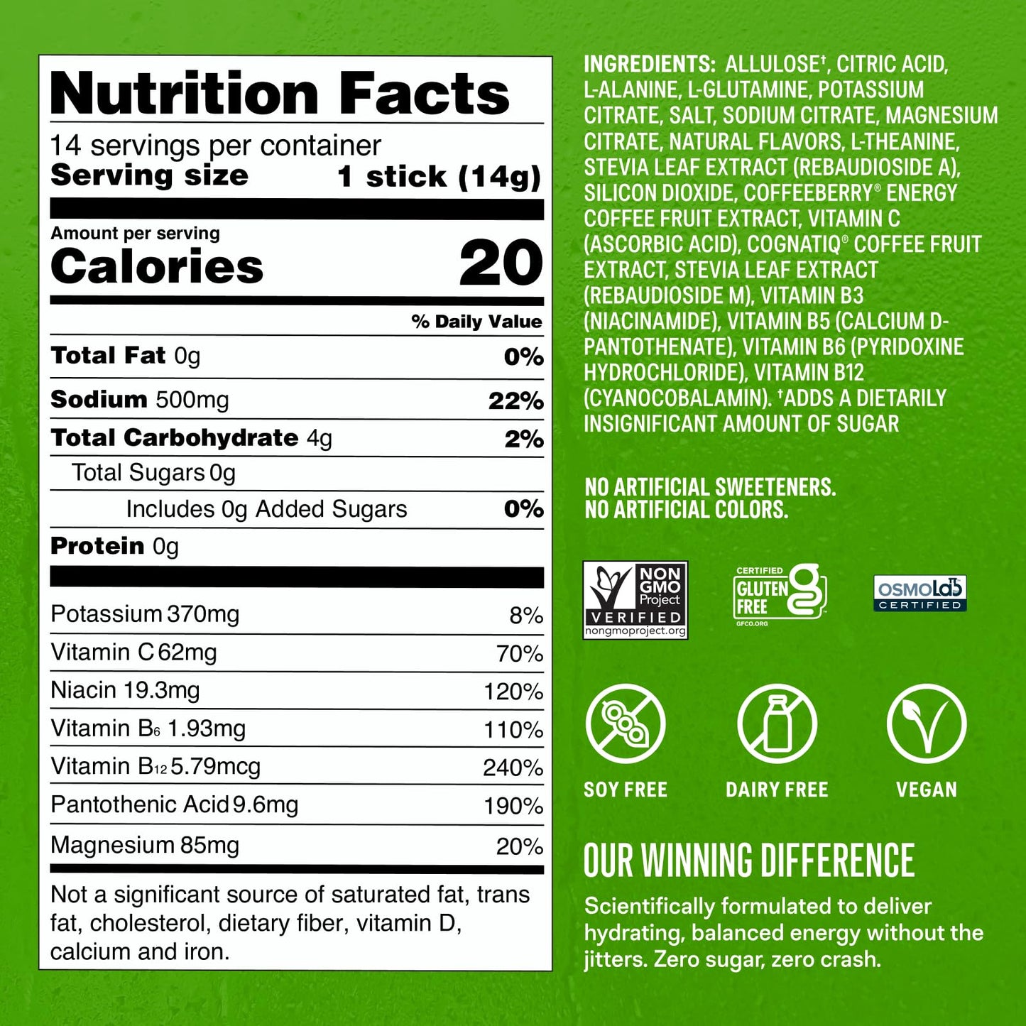 Liquid I.V.® Hydration Multiplier Sugar Free + Energy - Strawberry Kiwi | Electrolyte Powder Drink Mix | 1 Pack (14 Servings) Liquid I.V.Buy Supplements Australia