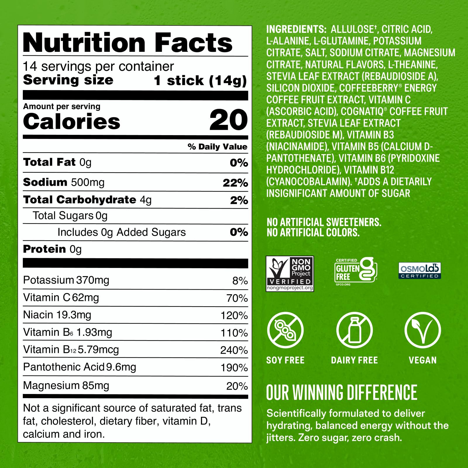 Liquid I.V.® Hydration Multiplier Sugar Free + Energy - Strawberry Kiwi | Electrolyte Powder Drink Mix | 1 Pack (14 Servings) Liquid I.V.Buy Supplements Australia