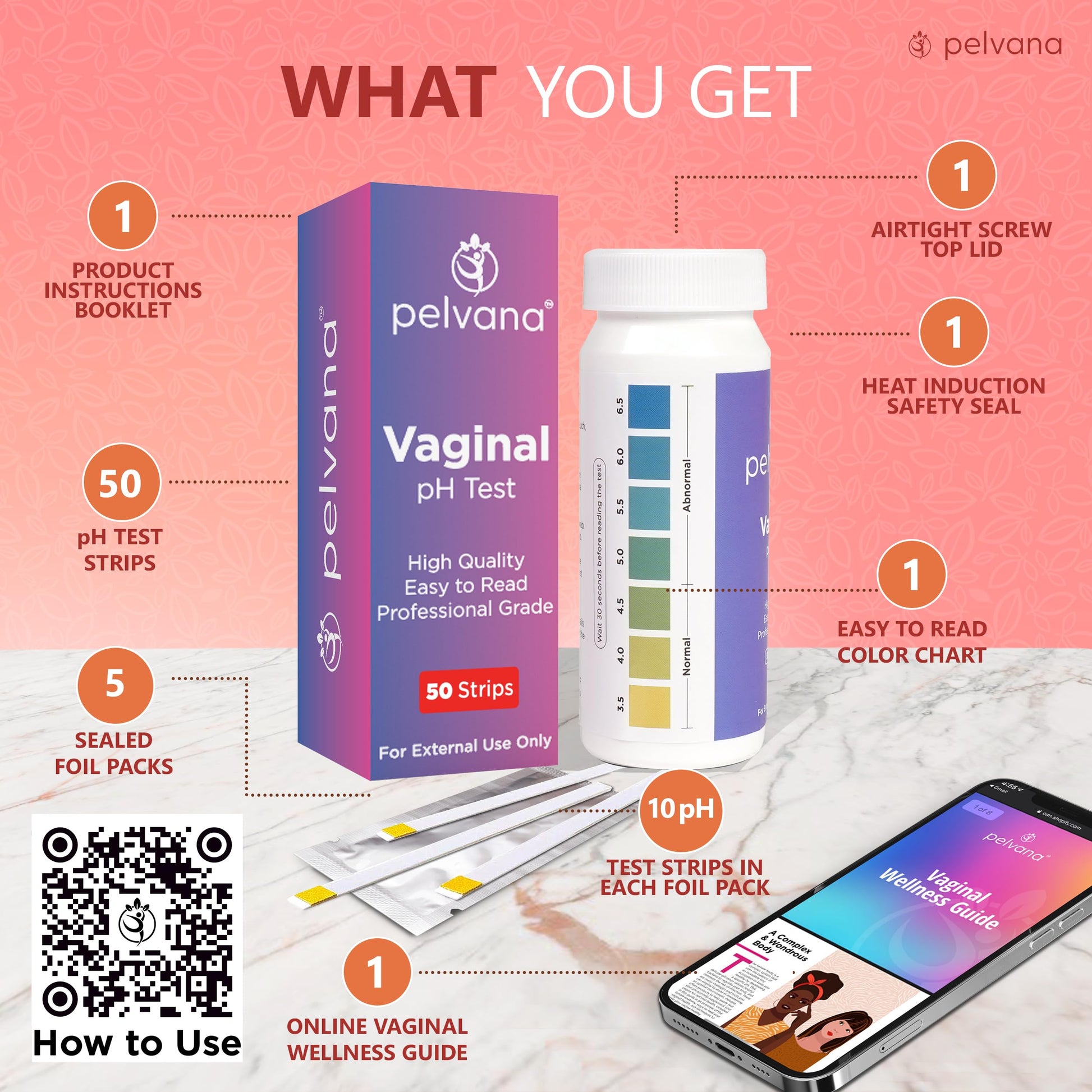 Pelvana Vaginal pH Balance Test Strips for Women 50 Strips - Vaginal pH Test Strips PelvanaBuy Supplements Australia