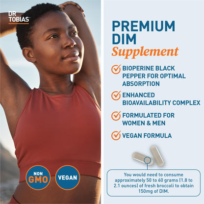 Dr. Tobias DIM Complex, Hormone Balance for Women & Men, DIM Supplement with BioPerine, Broccoli Extract & Calcium D-Glucarate Estrogen Detox Balance Complex, Non-GMO, Vegan, 60 Capsules Dr. TobiasBuy Supplements Australia