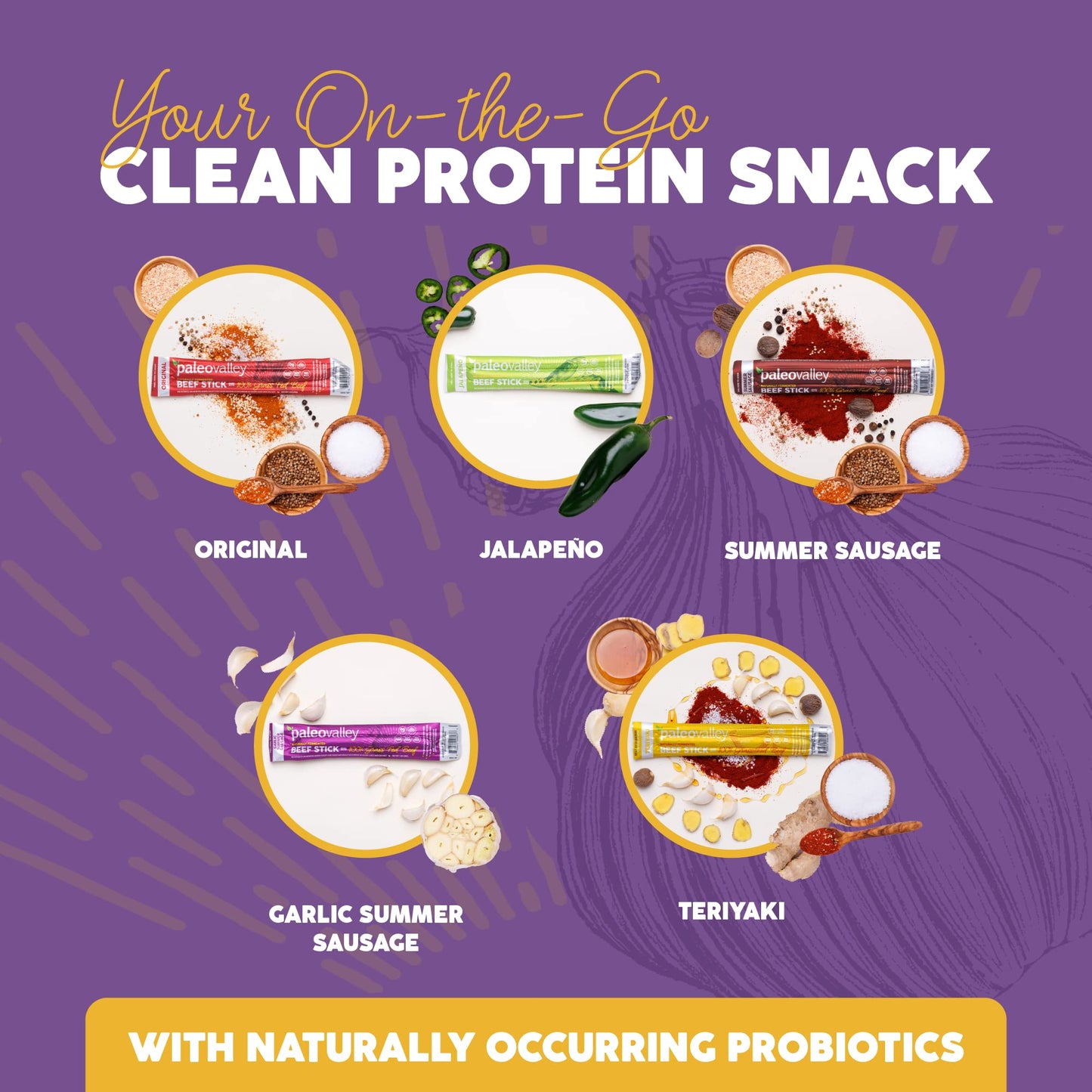 Paleovalley 100% Grass Fed Garlic Summer Sausage Beef Sticks - Delicious Gluten Free Beef Snack - High Protein Keto Friendly PaleovalleyBuy Supplements Australia