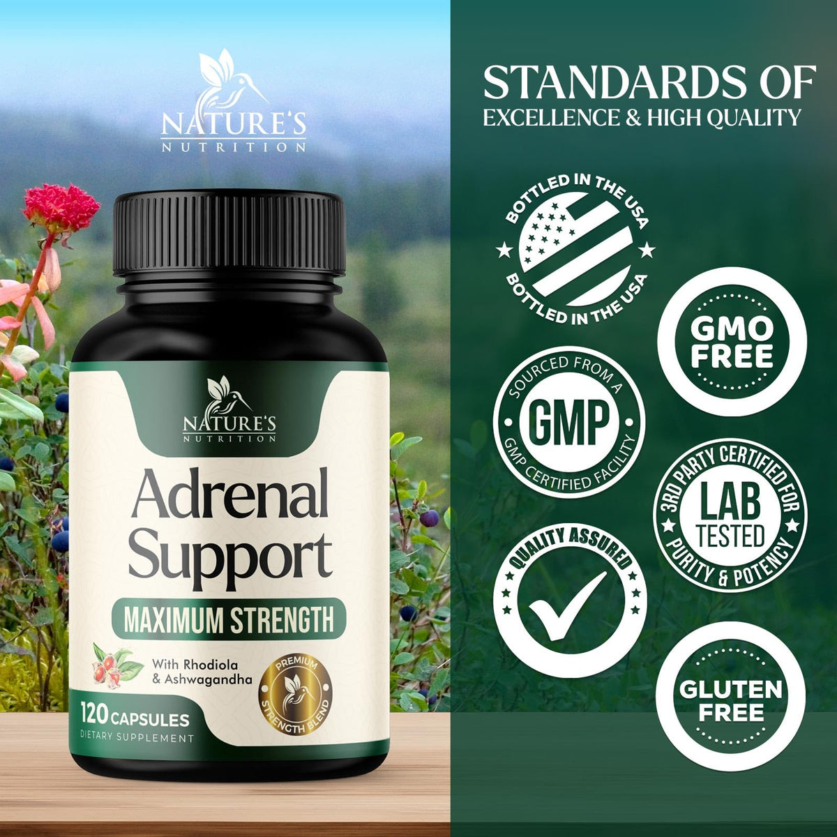 Nature's Nutrition Adrenal Support Supplements Cortex Complex, Best Energy Supplement, Supports Health & Energy Levels, Daily Ashwagandha for Women & Men, Supports Immune System, 120 Capsules Nature's NutritionBuy Supplements Australia