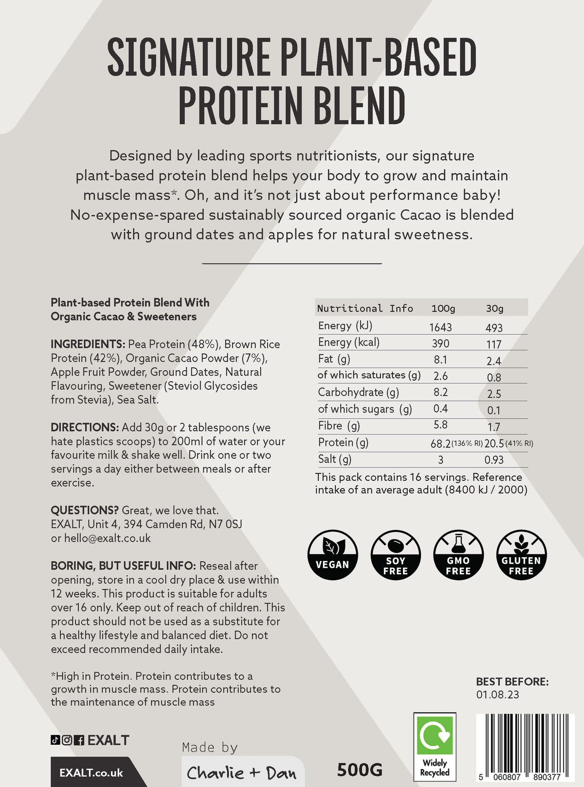 EXALT Vegan Protein Powder - 100% Plant-Based – Gluten Free - Keto Friendly EXALTBuy Supplements Australia