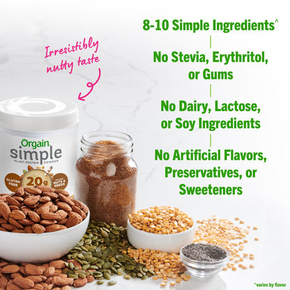 Orgain Organic Simple Vegan Protein Powder, Peanut Butter - 20g Plant Based Protein OrgainBuy Supplements Australia