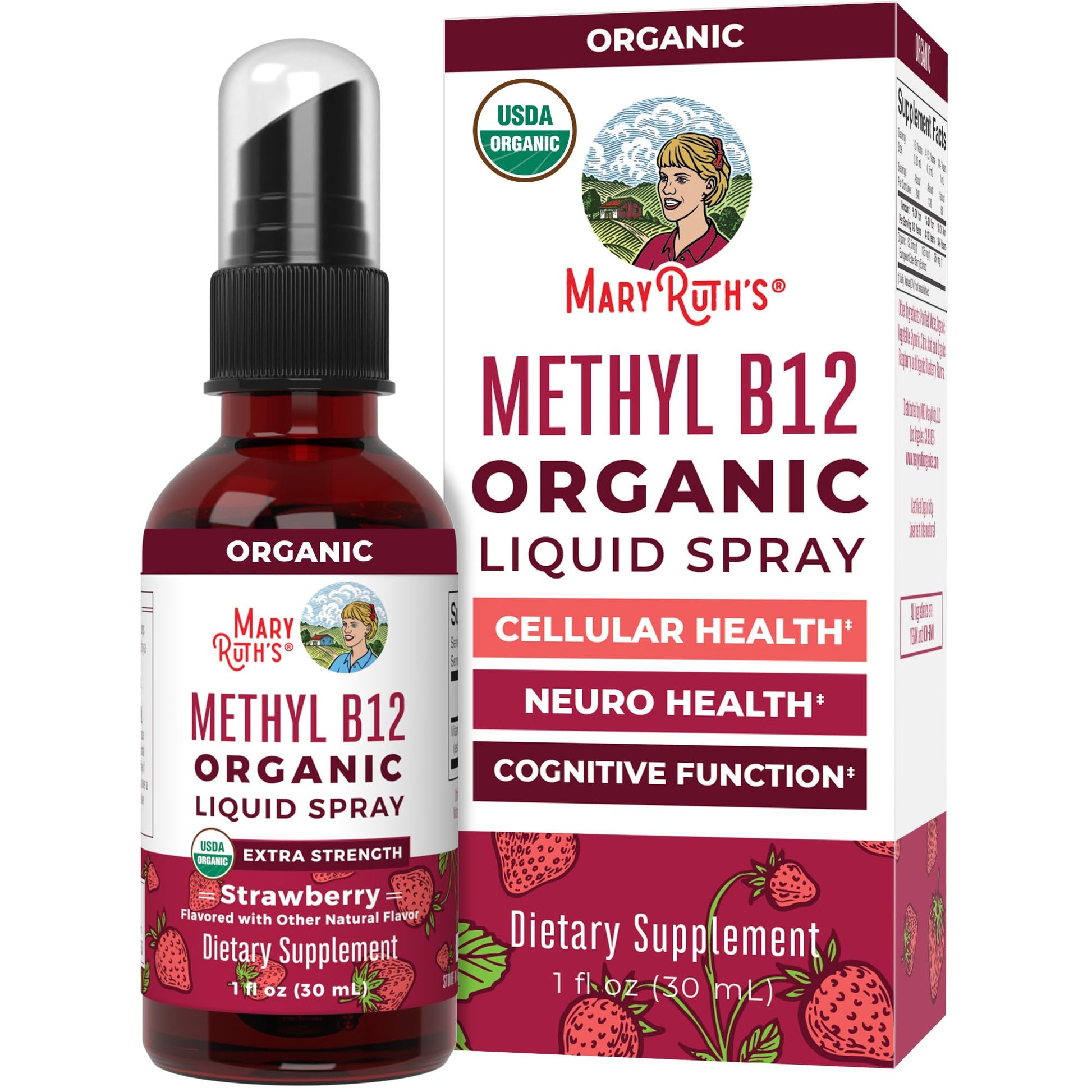 MaryRuth Organics Vitamin B12 Liquid Spray | Vegan, Non-GMO, Gluten-Free | USDA Organic Supplement | Energy & Nervous System Support | B12 Vitamins for Women & Men | 720 mcg | 1 Fl Oz MARYRUTH'SBuy Supplements Australia