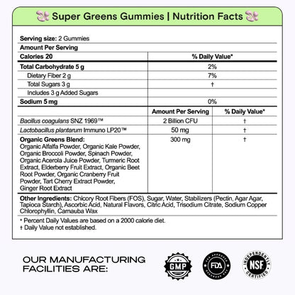 Kiala Nutrition Super Greens Gummies with 11x Organic Greens, Pre, Post & Probiotics, Antioxidants, Multivitamin, Fiber Supplement Supports Gut Health & Digestion, Dairy Free, Vegetarian, 60 Count Kiala NutritionBuy Supplements Australia