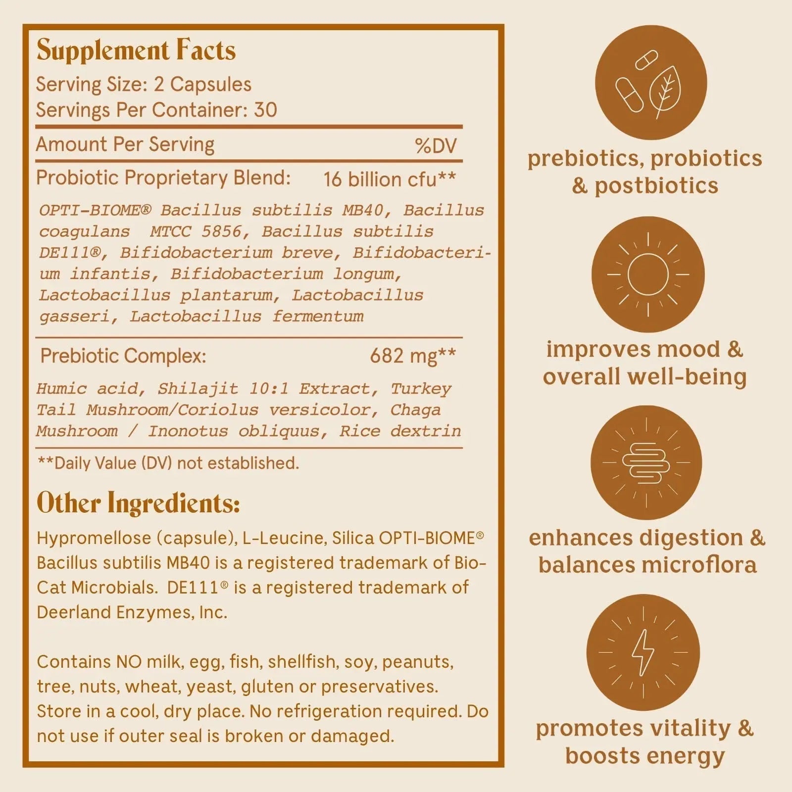 Feel Good SBO Probiotics — Soil Based Organisms (SBOs), Prebiotics, Postbiotics, Humic Acid, Shilajit, Chaga & Turkey Tail Mushroom for Digestion — Solluna by Kimberly Snyder (60CT) Vegan & Non-GMO Solluna by Kimberly SnyderBuy Supplements Australia