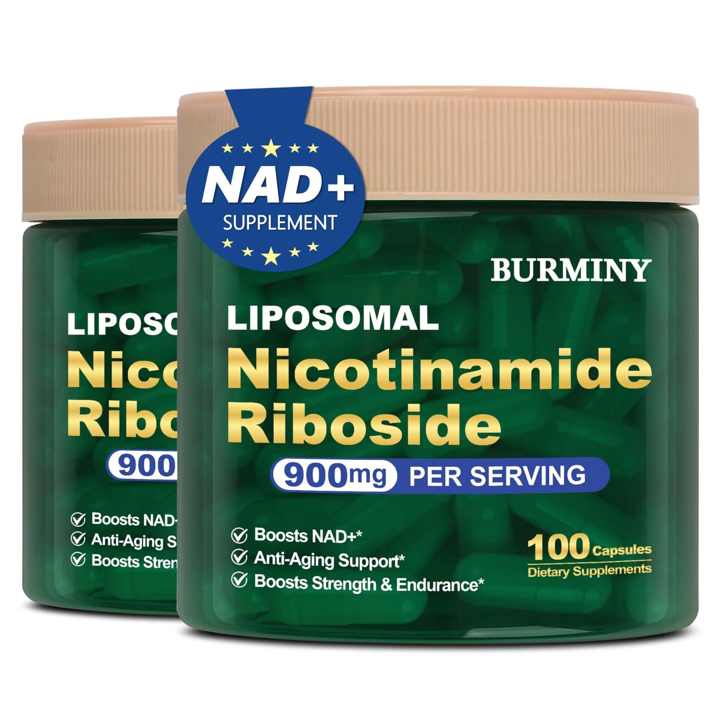 BURMINY NAD Supplement, NAD Nicotinamide Riboside Resveratrol 900mg, Liposomal NAD Supplements for Women & Man, High Purity NMNH Supplement Alternative for Anti-Aging, Energy, Focus - 2Pcs BURMINYBuy Supplements Australia