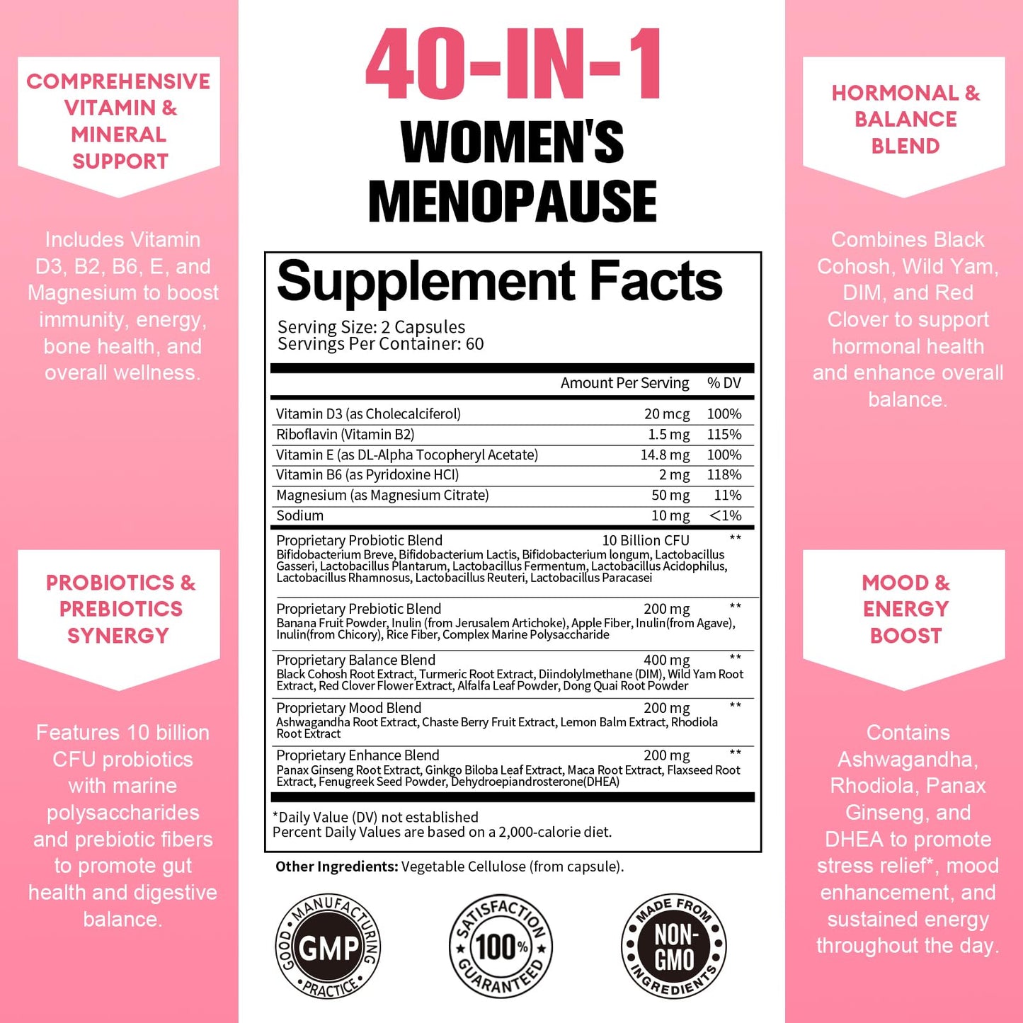40-in-1 Menopause Supplements for Women, Multibenefit & Complete Black Cohosh for Hot Flashes, Night Sweats & Hormone Balance, w/ Probiotics, DIM, Vitex, Dong Quai, Red Clover and More, 120 Vegan Caps Totaria buy supplements Au
