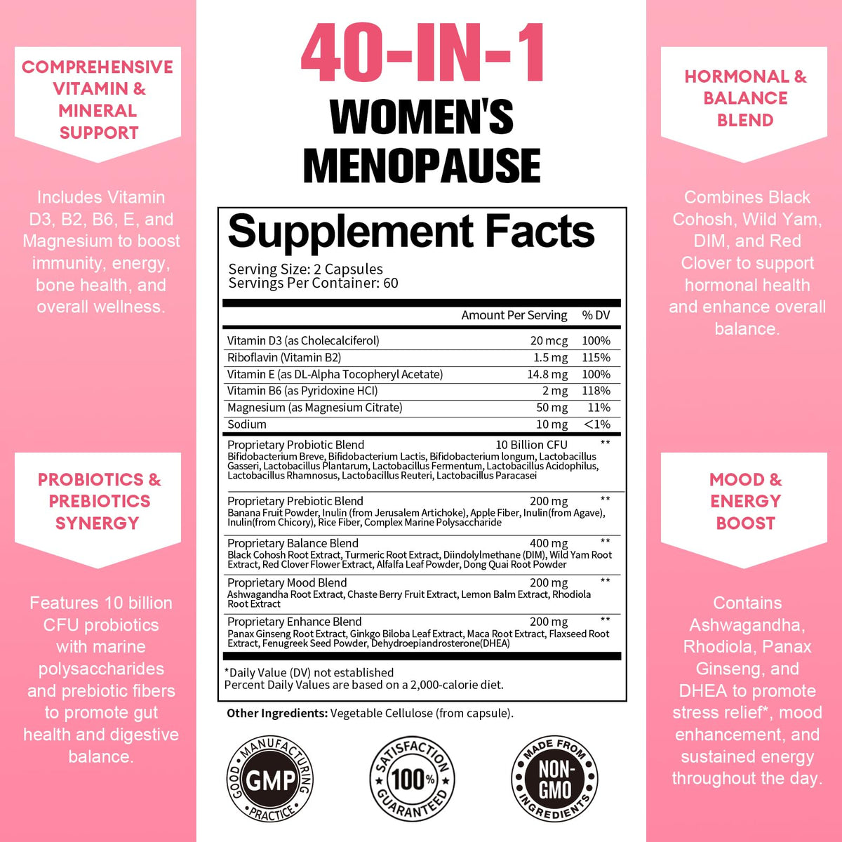 40-in-1 Menopause Supplements for Women, Multibenefit & Complete Black Cohosh for Hot Flashes, Night Sweats & Hormone Balance, w/ Probiotics, DIM, Vitex, Dong Quai, Red Clover and More, 120 Vegan Caps Totaria buy supplements Au