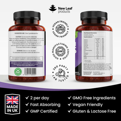 Multivitamin Gummies High Strength for Men Women - Vegetarian +14 Essential Vitamins NEW LEAF PRODUCTSBuy Supplements Australia