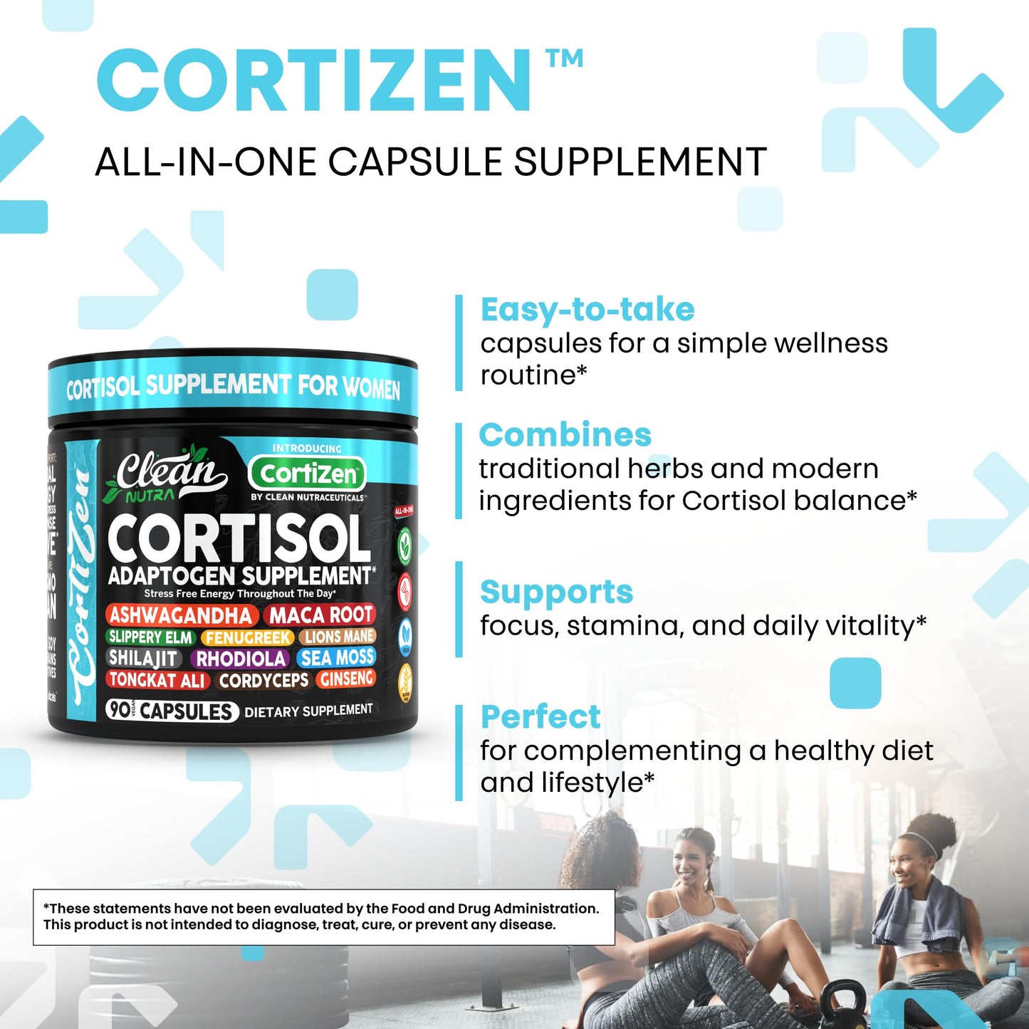 Clean Nutra Cortisol Supplements For Women | Maca Root Ashwagandha Cortisol Detox Manager Reducer + Slippery Elm Fenugreek Lions Mane Shilajit Rhodiola Sea Moss Tongkat Ali Cordyceps Ginseng Beet Root Clean NutraceuticalsBuy Supplements Australia