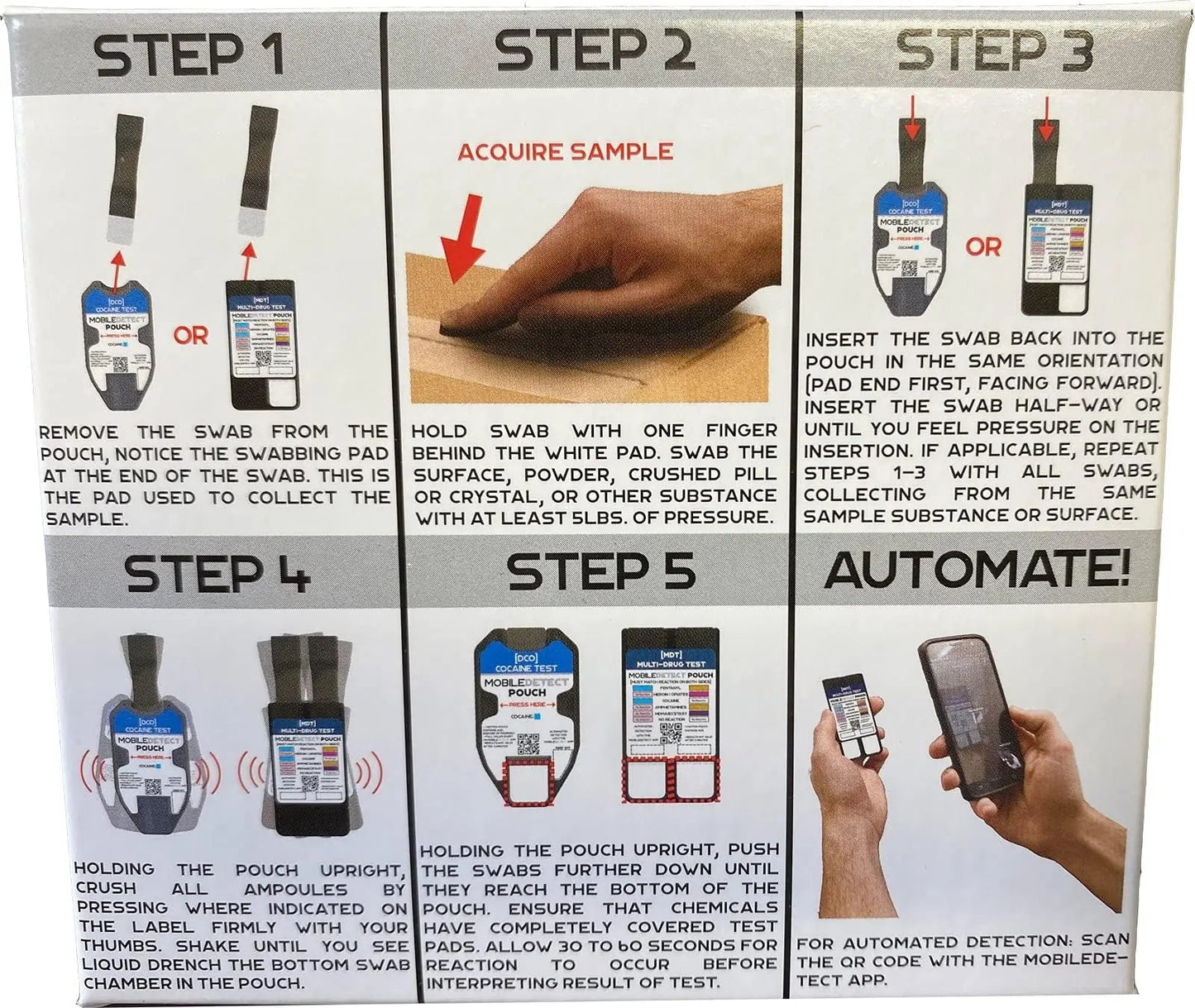 MobileDetect Pouch Residue Detection Multi-Drug Test Kit - Rapid Surface Residue Detector MobileDetect PouchBuy Supplements Australia