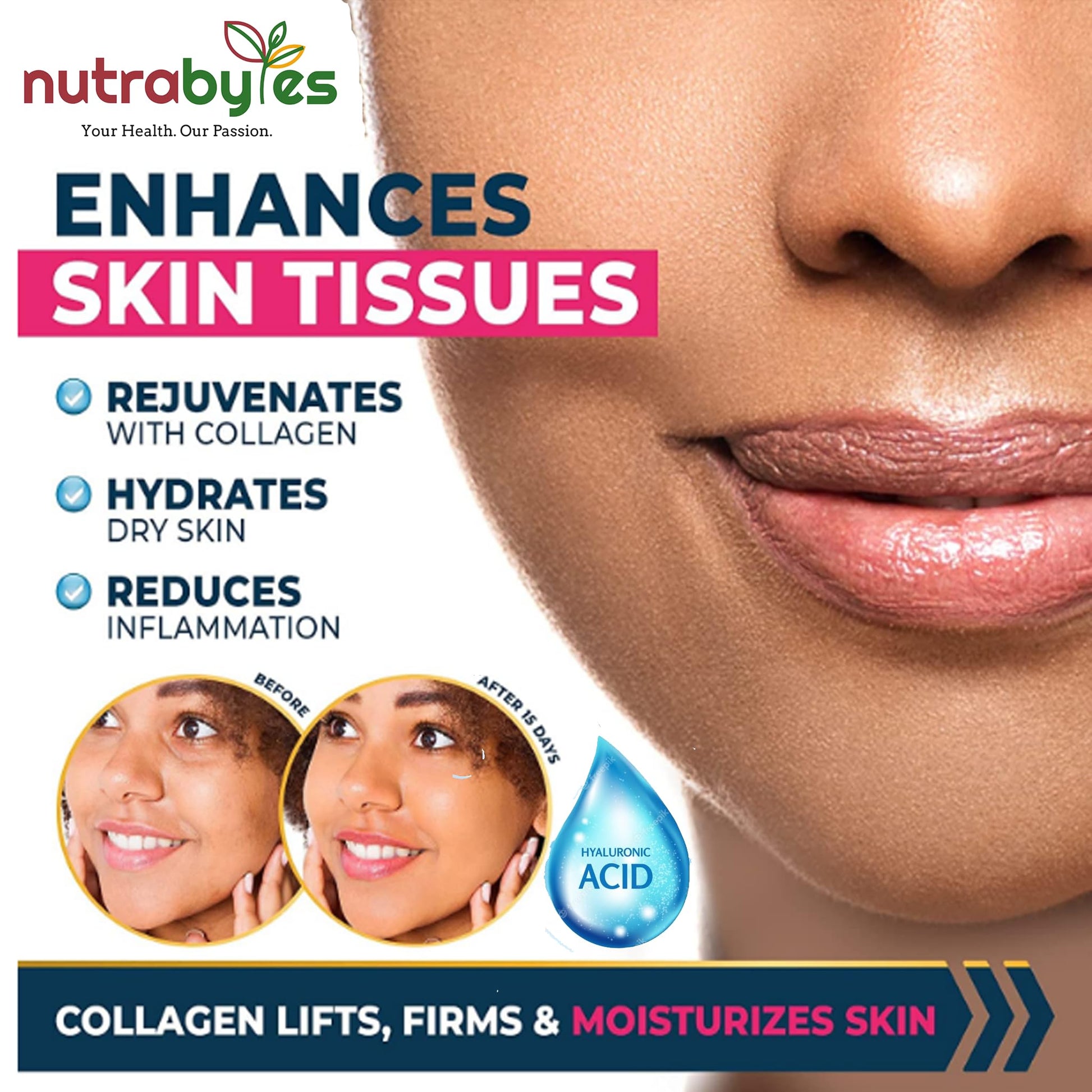 High Strength Marine Collagen with Hyaluronic Acid, Retinol and Vitamin C | 180 Capsules - 3 Months Supply NUTRABYTESBuy Supplements Australia