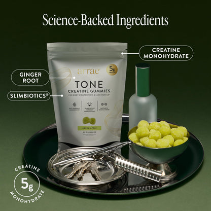 Arrae Tone Gummies – Creatine Monohydrate 5g for Women – Support Lean Muscle, Strength & Recovery – Hormone-Friendly Muscle Toning Supplement – Sour Green Apple Flavor – 60 Count (Sour Green Apple) ArraeBuy Supplements Australia