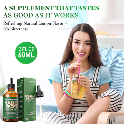 Dr. Miraculous Pure NAD+ Supplements 1850mg Liquid Drops for Women & Man | Nicotinamide Riboside Organic NAD Plus Boosting Supplement - Natural Lemon Flavor Dr. MiraculousBuy Supplements Australia