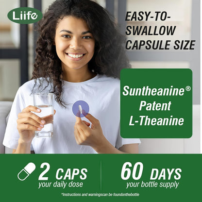 LIIFE L-Theanine (Suntheanine®) with GABA– 60 Veggie Capsules Support with Magnesium & Black Pepper for a Healthy Stress Response, Relaxation, and Focus Increases Brain Alpha-Wave Production* LIIFE buy supplements Au