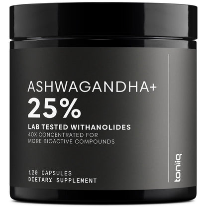 Toniiq Ashwagandha – 40:1 Concentrated Extract – 25% Withanolides – Wild Harvested in India – Highly Bioavailable with Black Pepper – Third-Party Tested – 120 Capsules - 1,300mg per Serving Toniiq buy supplements Au