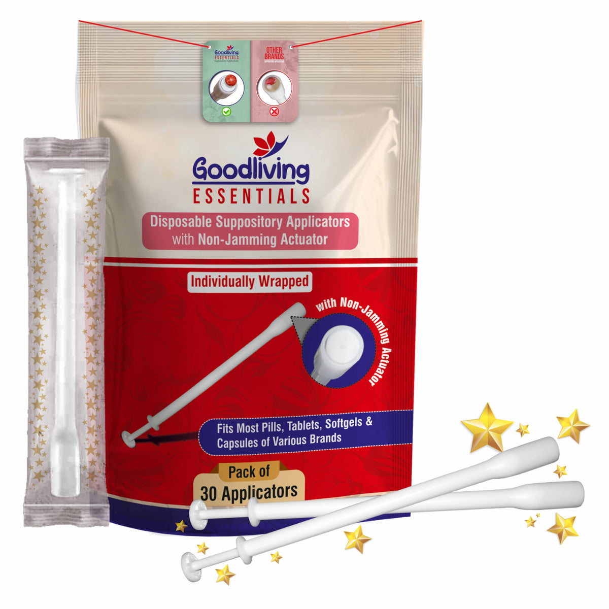 Suppository Applicators Mega Pack 30 Count Hygienic Inserter | Fits Suppositories Without Getting Stuck Inside With Our Innovative Pusher | Soft Tip, Smooth & Pain-Free Suppository Insertion Tool Goodliving EssentialsBuy Supplements Australia