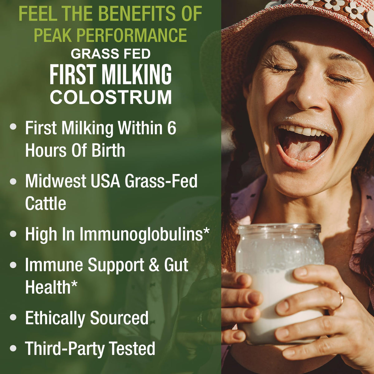 First Milking Colostrum Powder from Grass Fed USA Cows Milked Within 6 Hours of Giving Birth to Get the Most Bioactive Nutrients. High Immunoglobulin Non-GMO Bovine Colostrum Supplement for Humans Peak PerformanceBuy Supplements Australia