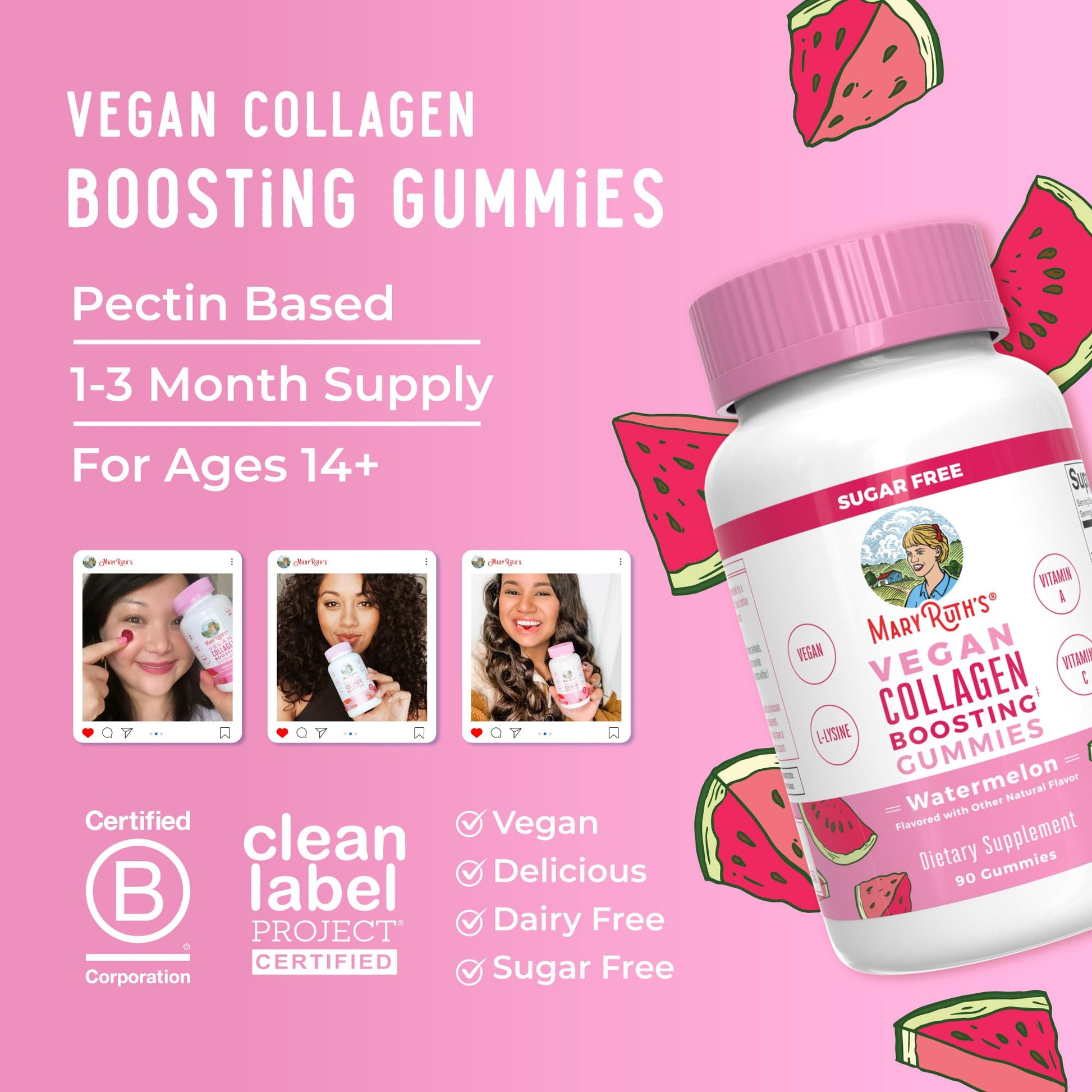 MaryRuth Organics Vegan Collagen for Women & Men, Collagen Boosting Gummies, Skin Care, Lysine, Vitamin C, Vitamin A, Amla, Supplement for Hair & Skin, Vegan, Non-GMO, Gluten Free, 90 Servings MARYRUTH'SBuy Supplements Australia