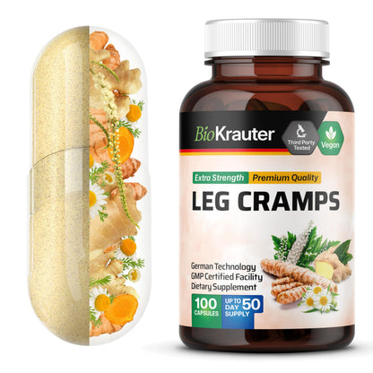 BIO KRAUTER® Magnesium Glycinate for Leg Сramps & Relax - 5-in-1 Formula Magnesium Glycinate 400mg with Turmeric, Black Cohosh, Ginger, Chamomile 1200 mg 100 Caps - No Fillers, Non-GMO, 50-Day Supply BIO KRAUTERBuy Supplements Australia