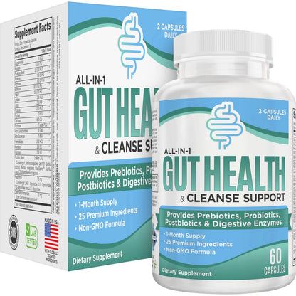 Gut Health Support Supplement (25-in-1) with Prebiotics, Probiotics, Postbiotics & Digestive Enzymes | Gut Supplements | 60 Capsules Elevate Recovery SupplementsBuy Supplements Australia