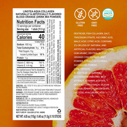 LINGTEA Doctor Developed Hydration Aqua Collagen Drink Mix -Blood Orange Flavor | 1,000mg Ultra-Micro Collagen | Maximum Absorption | Rapid Hydration | Vitamin C | Anti-Aging | Skin Health | 10 Count LINGTEABuy Supplements Australia