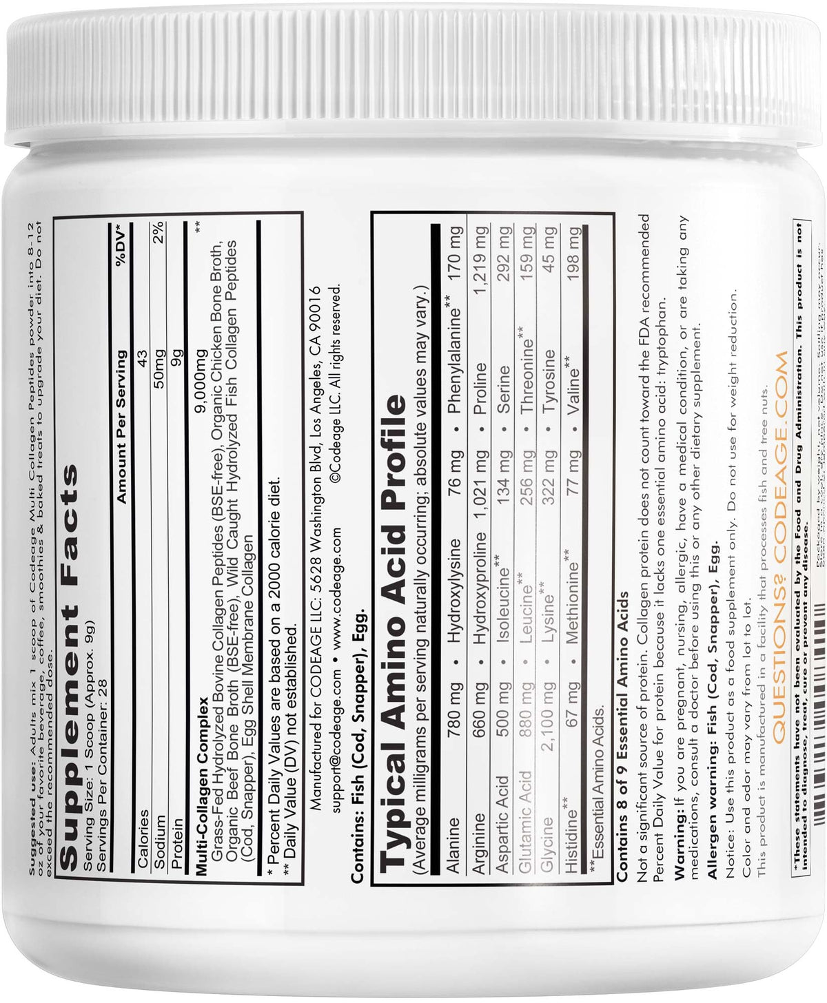 Codeage Multi Collagen Protein Powder Peptides, Hydrolyzed, Type I, II, III, V, X Grass Fed All in One Super Bone CodeageBuy Supplements Australia