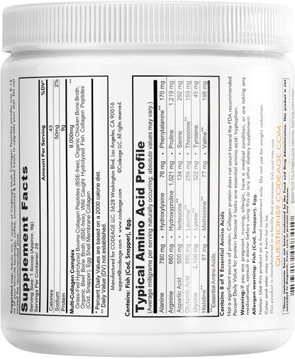 Codeage Multi Collagen Protein Powder Peptides, Hydrolyzed, Type I, II, III, V, X Grass Fed All in One Super Bone CodeageBuy Supplements Australia