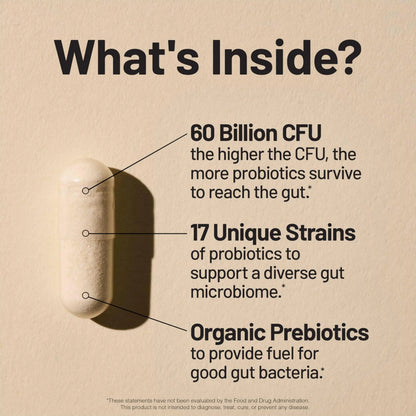 NatureWise Probiotics 60 Billion CFU - 17 Strains + Organic Prebiotics - Immune, Digestive & Gut Health Support for Women & Men - Vegetarian, Gluten-Free, Non-GMO - 30 Capsules[1-Month Supply] NatureWiseBuy Supplements Australia