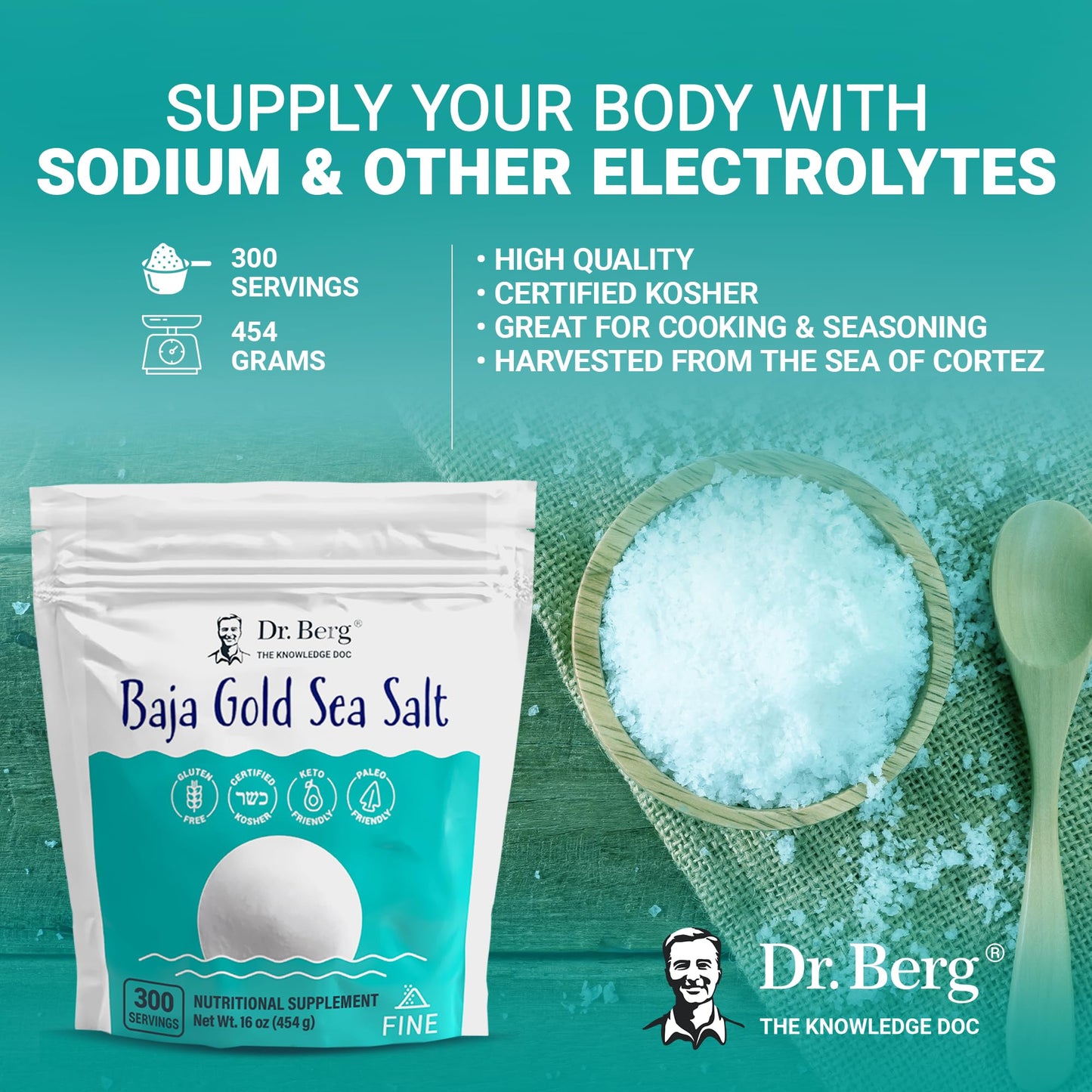 Dr. Berg's Baja Gold Sea Salt Organic - Natures Fine Sea Salt Support For Hydration Dr. Berg NutritionalsBuy Supplements Australia