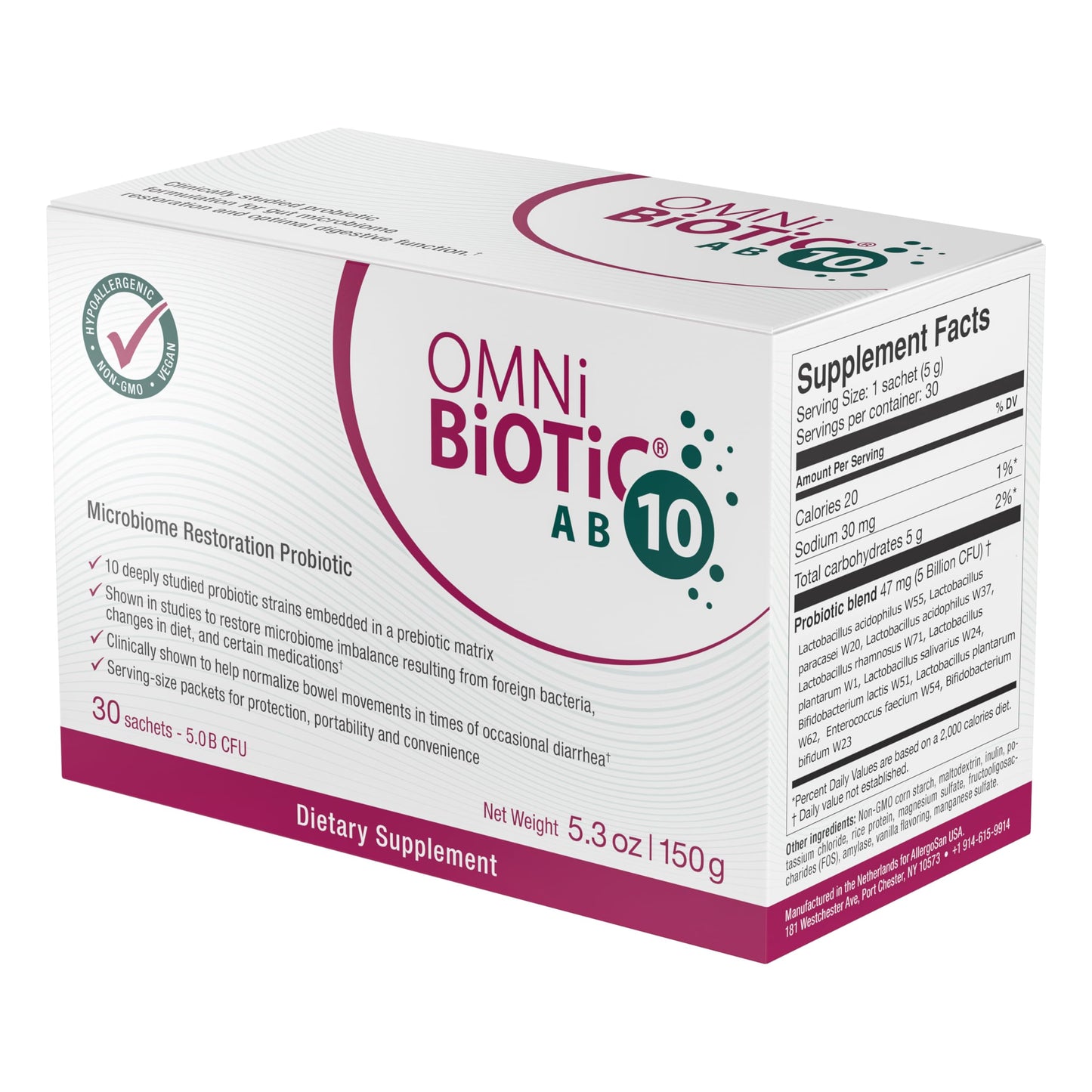 OMNi BiOTiC AB 10 - Clinically Tested Restorative Probiotic - Supports & Restores Gut Flora & Digestion - Digestive Probiotic for Diarrhea - Vegan, Hypoallergenic, Non-GMO (30 Daily Packets) OMNi BiOTiCBuy Supplements Australia