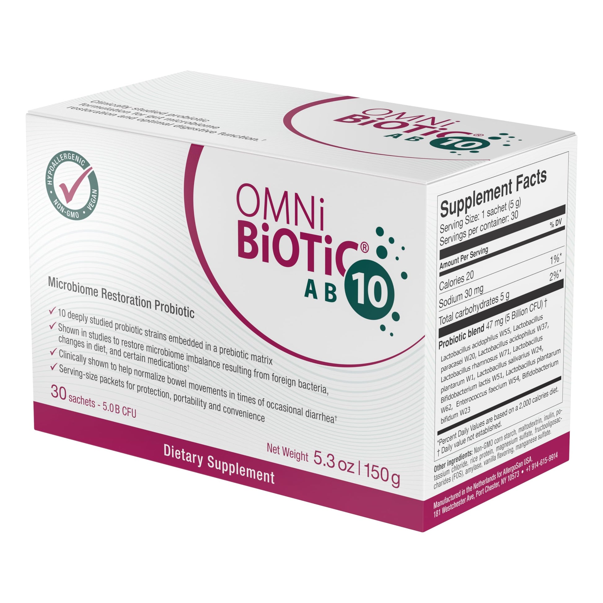 OMNi BiOTiC AB 10 - Clinically Tested Restorative Probiotic - Supports & Restores Gut Flora & Digestion - Digestive Probiotic for Diarrhea - Vegan, Hypoallergenic, Non-GMO (30 Daily Packets) OMNi BiOTiCBuy Supplements Australia