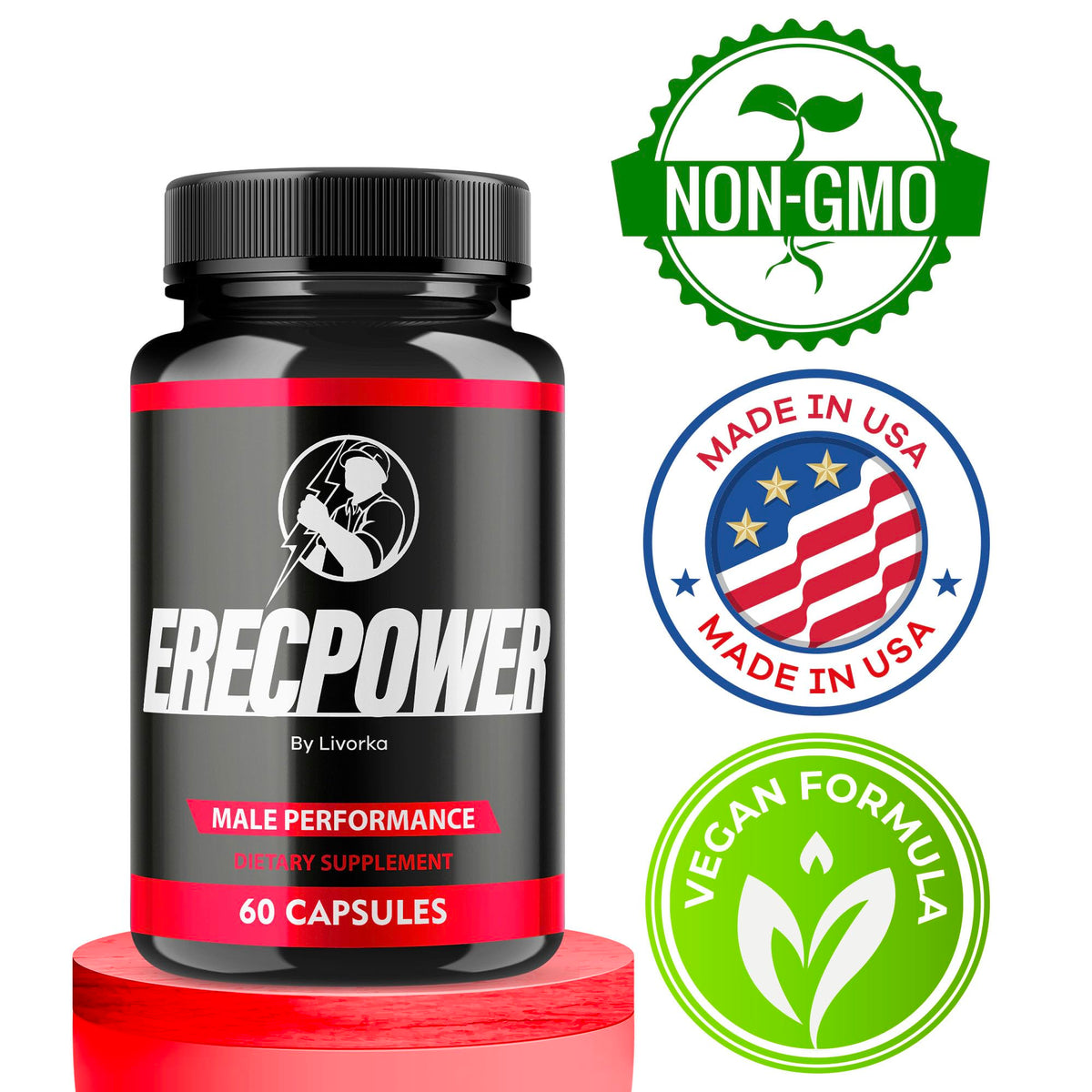 LIVORKA Erecpower Multivitamin Male Performance Capsules for Mens Health, Advanced Formula - 300 Capsules (5 Month Supply) - Pack of 5 LIVORKABuy Supplements Australia