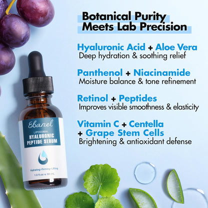 Ebanel Hyaluronic Acid Serum for Face with Peptides & Niacinamide, Hydrating Face Serum for Women, Age-Defying Formula Infused with Vitamins B, C & E to Plump, Firm & Smooth Skin Gosupps WWW buy supplements Au