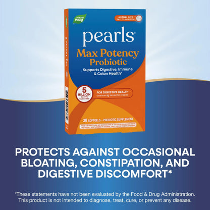 Nature's Way Pearls Max Potency Probiotic for Men and Women, Supports Digestive, Immune, Colon Health*, 5 Billion Live Cultures, No Refrigeration Required, 30 Softgels Nature's WayBuy Supplements Australia