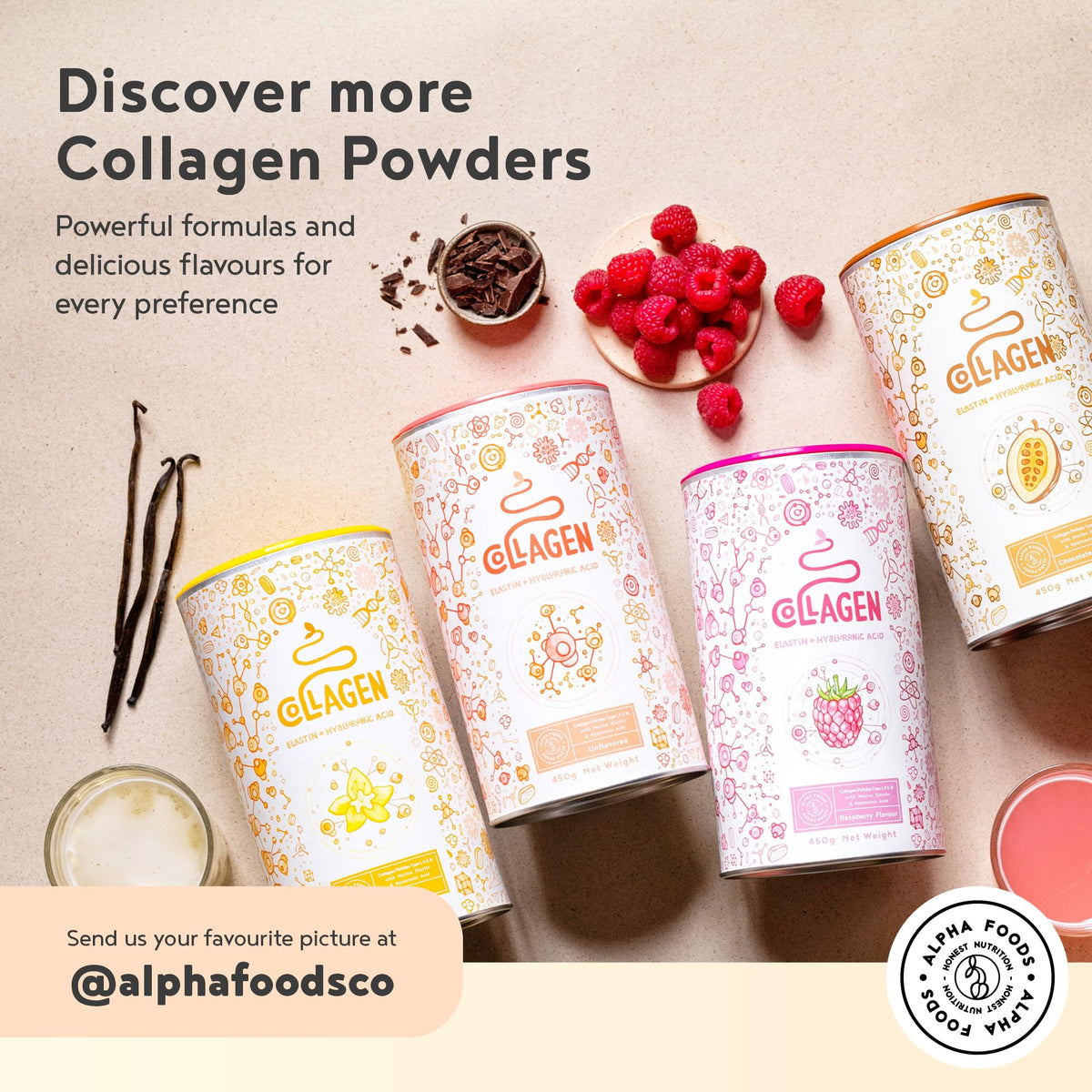 Vegan Collagen Powder with Hyaluronic Acid - Unflavoured 400g Powder Alpha FoodsBuy Supplements Australia