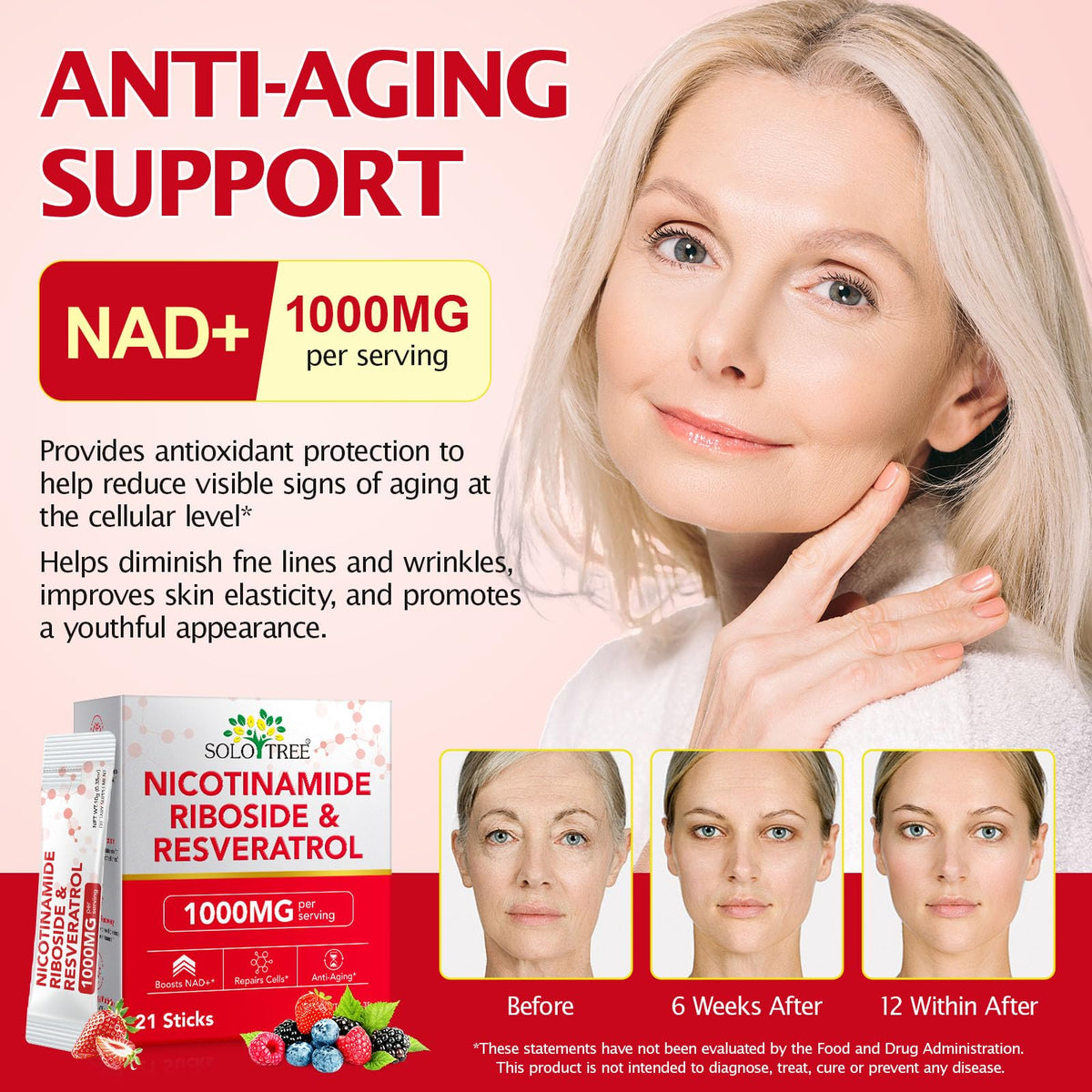 NAD+ Supplement 1000mg Liquid Packets 21pcs, Nicotinamide Riboside Resveratrol, NAD Supplements for Women Men, Anti-Aging, Repairs Cells, Support Natural Vitality NyloriaineBuy Supplements Australia