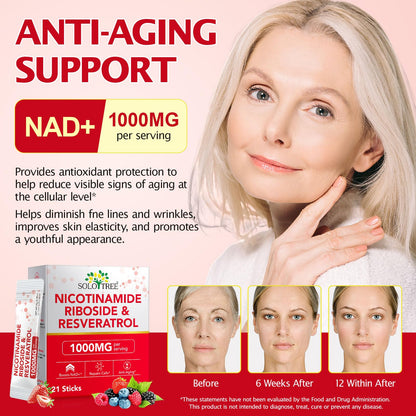NAD+ Supplement 1000mg Liquid Packets 21pcs, Nicotinamide Riboside Resveratrol, NAD Supplements for Women Men, Anti-Aging, Repairs Cells, Support Natural Vitality NyloriaineBuy Supplements Australia