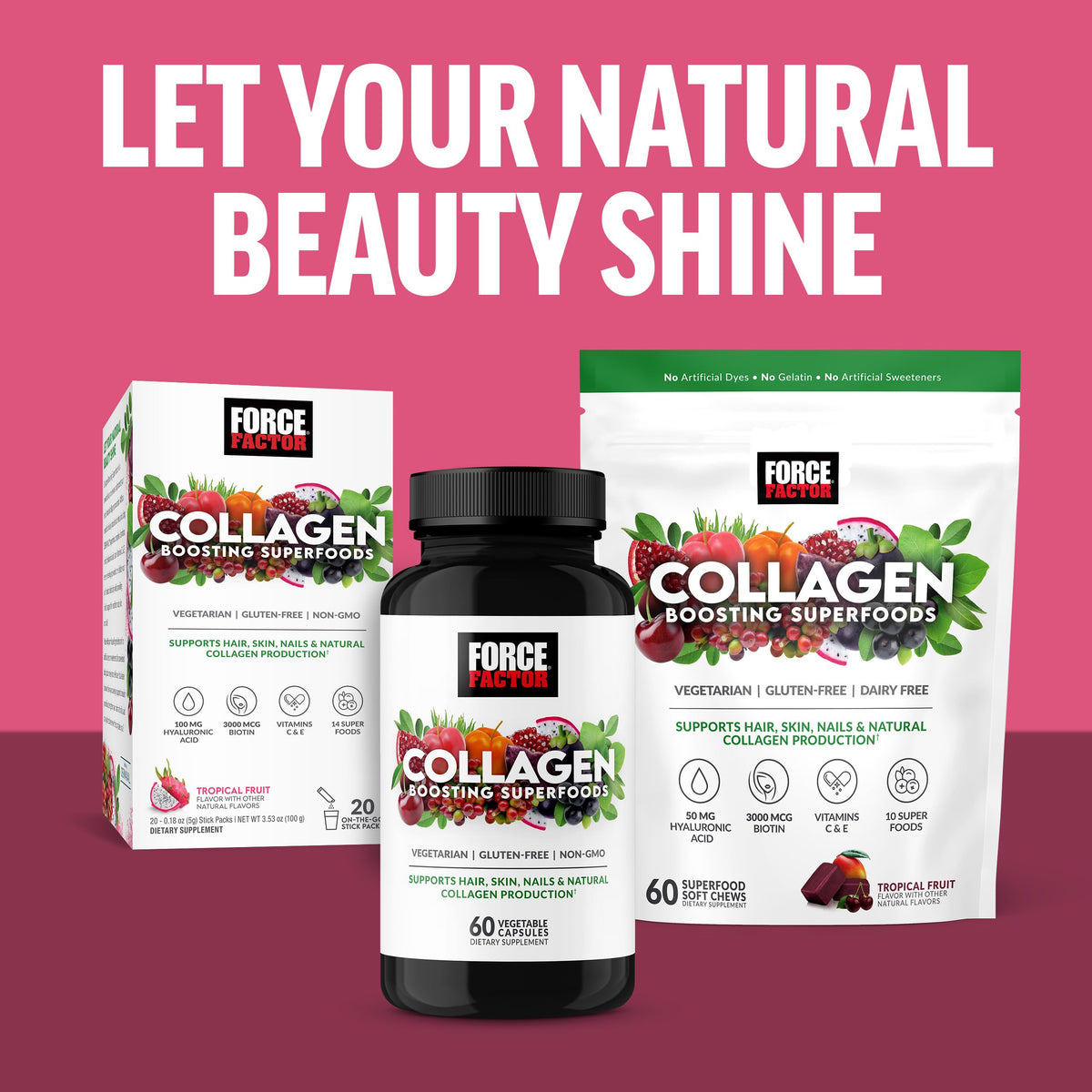 Force Factor Collagen Boosting Superfoods, Vegan Collagen Booster with Hyaluronic Acid, Biotin, Bamboo, Amino Acids & Vitamins for Hair, Skin, and Nails, Strengthener and Skin Supplement, 60 Capsules Force FactorBuy Supplements Australia