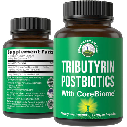 CoreBiome Tributyrin Postbiotic Supplement Clinically Tested for Gut Health. More Effective Than Sodium Butyrate Capsules. High Bioavailability Post Biotics for Digestive, Leaky Gut, Colon, Microbiome Peak PerformanceBuy Supplements Australia