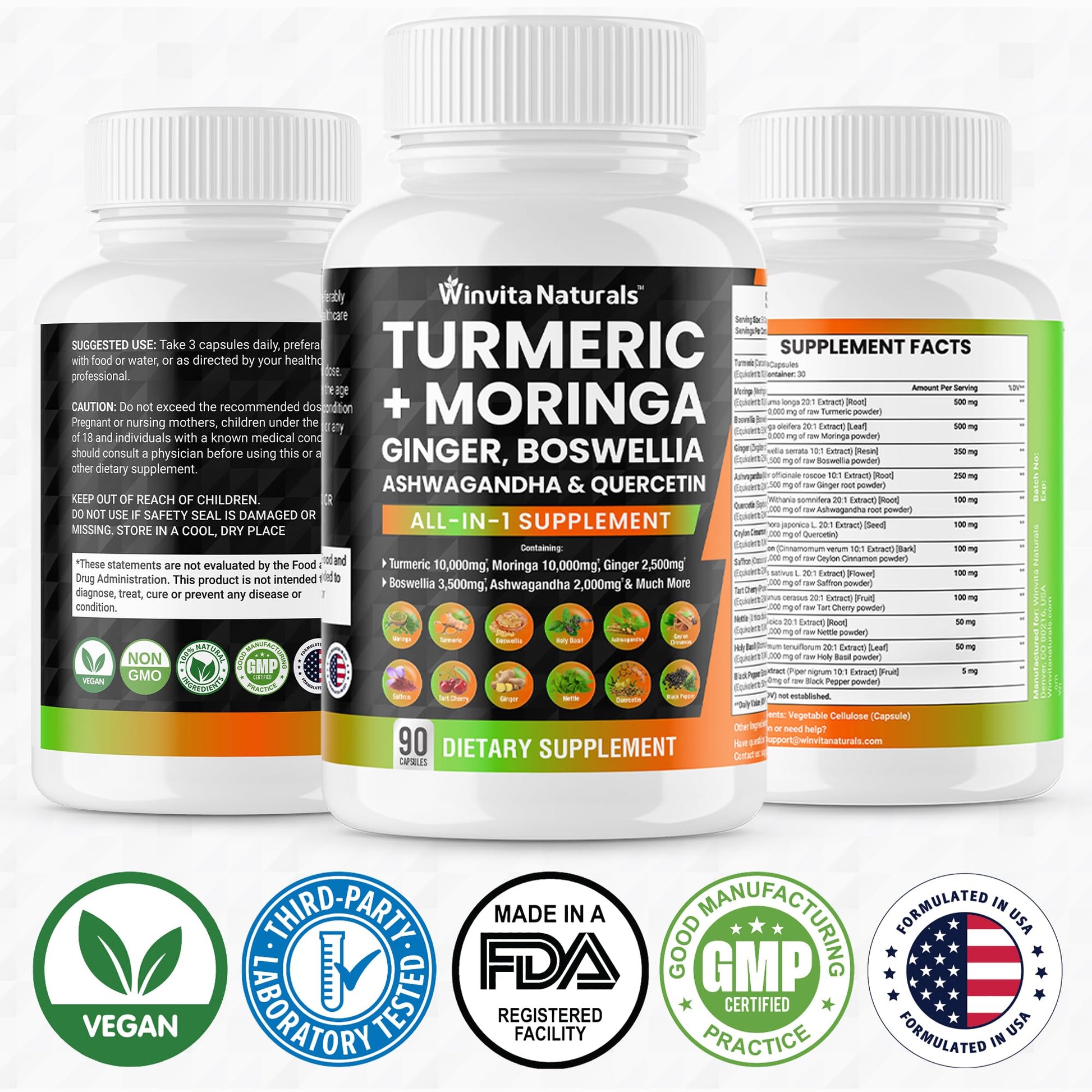 Turmeric Curcumin 10000mg Moringa 10000mg Boswellia 3500mg Ginger 2500mg Winvita NaturalsBuy Supplements Australia