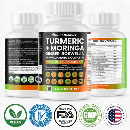 Turmeric Curcumin 10000mg Moringa 10000mg Boswellia 3500mg Ginger 2500mg Winvita NaturalsBuy Supplements Australia