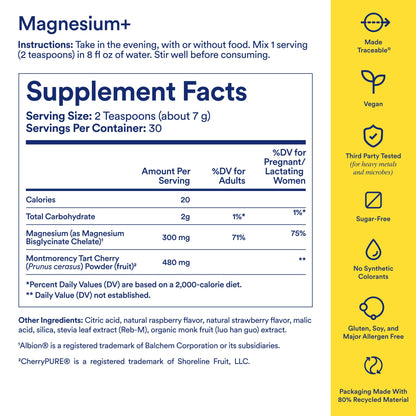 Ritual Magnesium+ Drink Mix Supplement | 2-in-1 Science-Backed Tart Cherry & Gentle on Stomach Magnesium Bisglycinate | Formulated for Mind & Muscle Relaxation | Supports Sleep & Calm | 30 Servings RitualBuy Supplements Australia