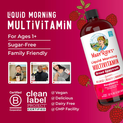 MARYRUTH'S Liquid Morning Multivitamin for Women, Men & Kids | Vitamin A C D E B6 B12 Biotin Zinc | Beauty | Vegan | Non-GMO | Gluten Free | 32 Servings MARYRUTH'SBuy Supplements Australia