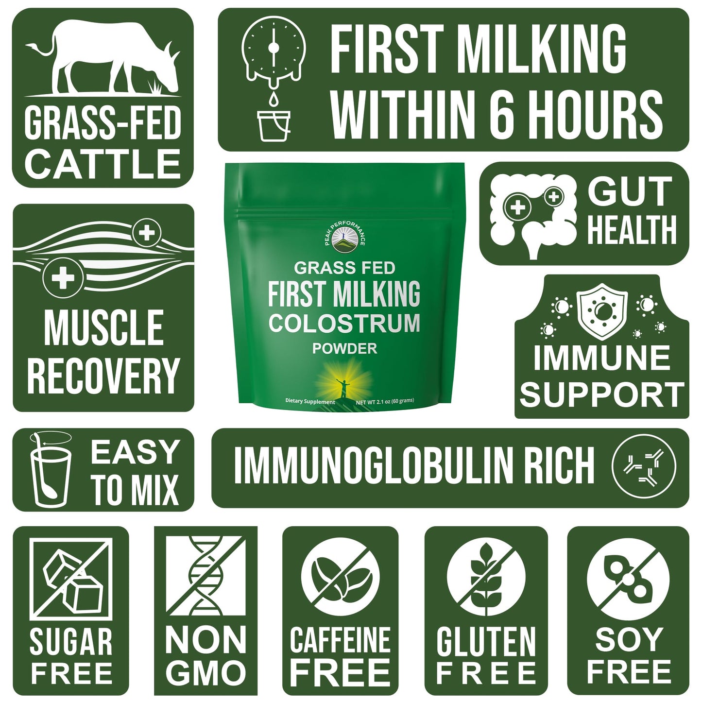 First Milking Colostrum Powder from Grass Fed USA Cows Milked Within 6 Hours of Giving Birth to Get the Most Bioactive Nutrients. High Immunoglobulin Non-GMO Bovine Colostrum Supplement for Humans Peak PerformanceBuy Supplements Australia