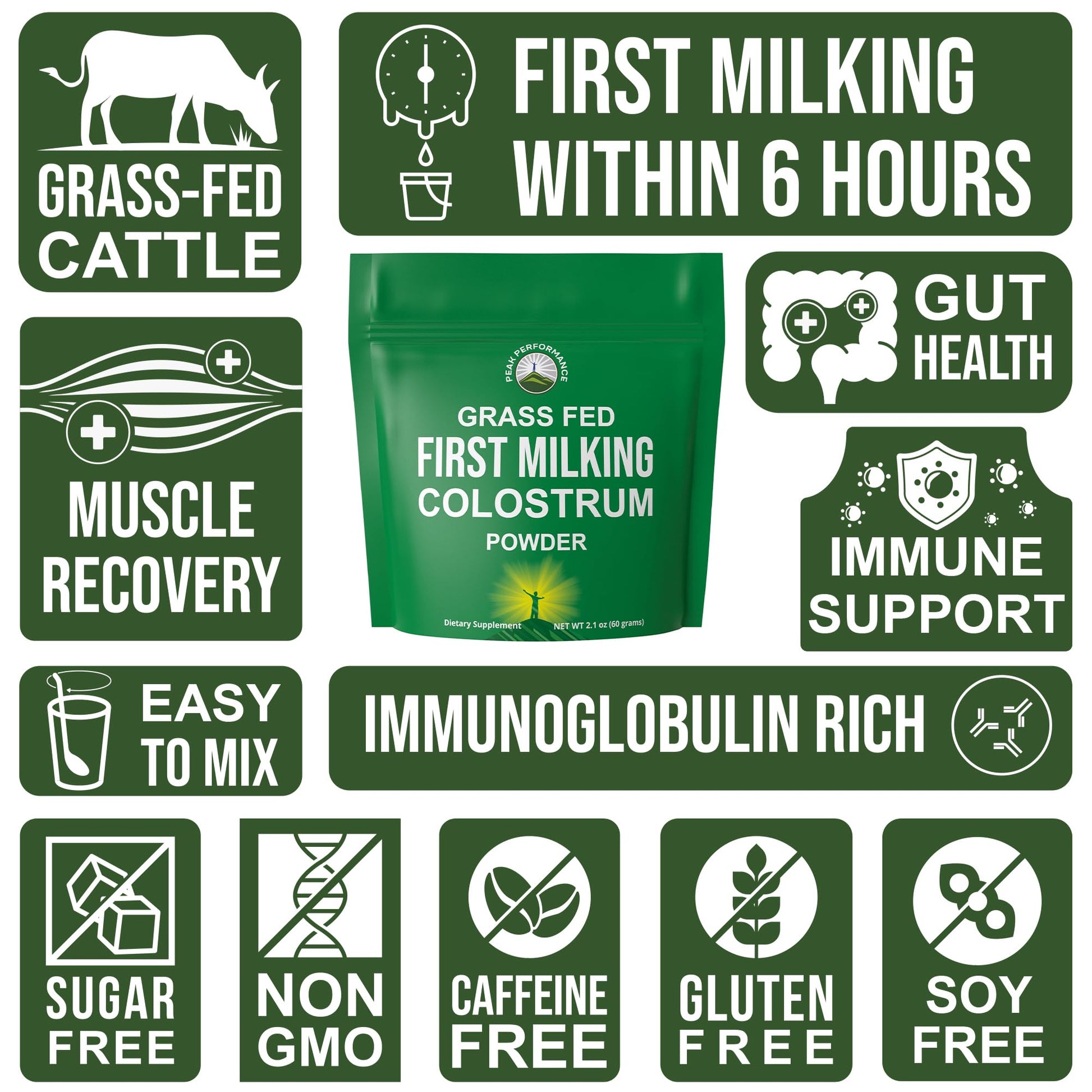 First Milking Colostrum Powder from Grass Fed USA Cows Milked Within 6 Hours of Giving Birth to Get the Most Bioactive Nutrients. High Immunoglobulin Non-GMO Bovine Colostrum Supplement for Humans Peak PerformanceBuy Supplements Australia