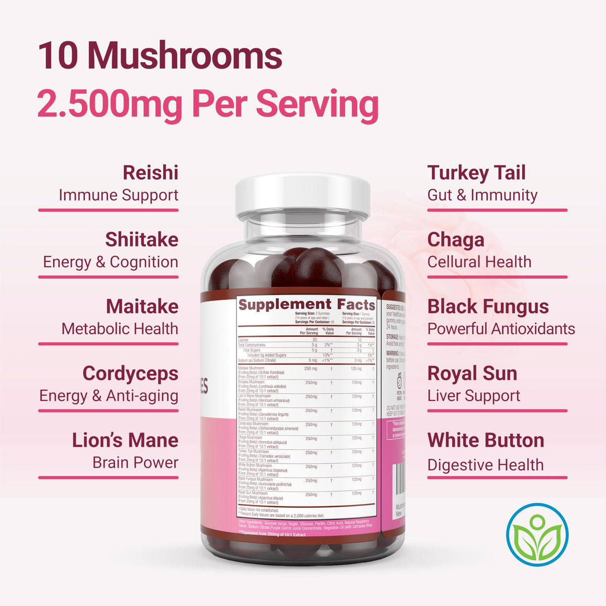 World's First Mushroom Complex Gummies with Lions Mane, Immune Support & Stress Relief, Nootropic Mushroom Supplement for Adults & Children (90 Chews 2500mg/serving) Purify LifeBuy Supplements Australia
